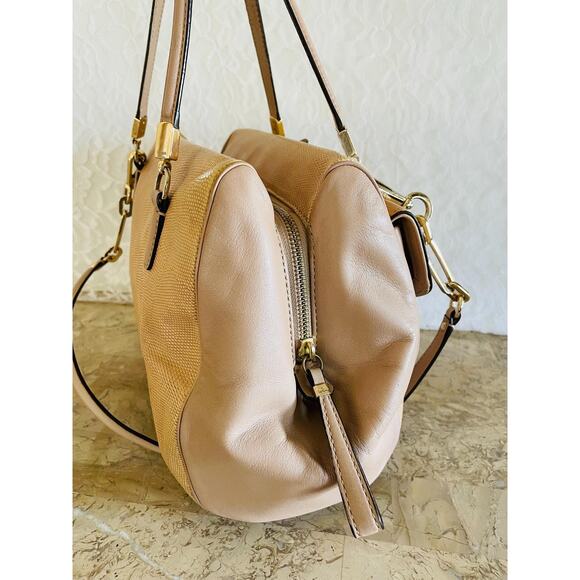 Coach Madison Madeline spectator Lizard Emb Leather Shoulder Bag 26325 Tan - Picture 4 of 10